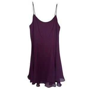 Vintage Burgundy Chiffon Slip Dress 90s Y2K Spaghetti Strap Mini Size 12 USA